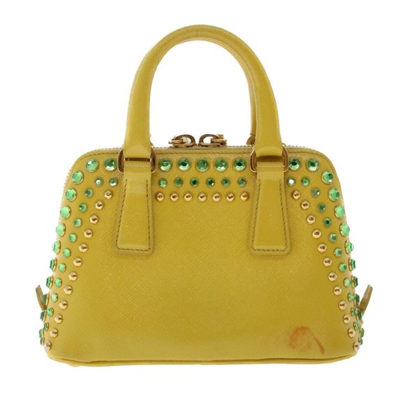 PRADA Bijoux Hand Bag Safiano leather 2way Yellow Auth - Picture 5 of 16